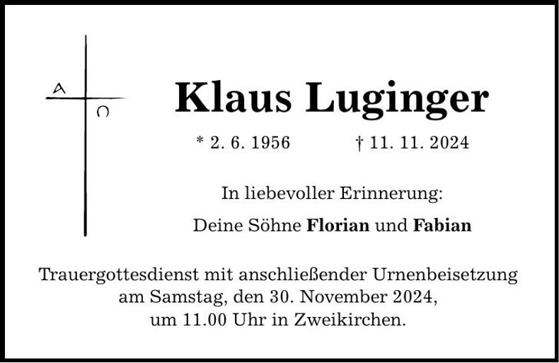 Traueranzeige Klaus Luginger