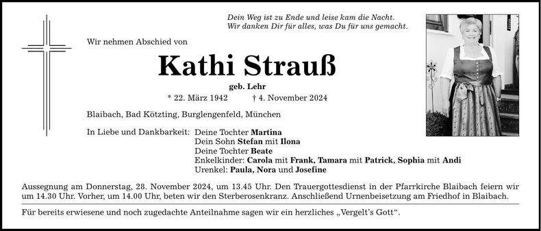 Traueranzeige Kathi Strauß