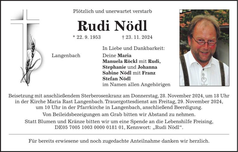 Traueranzeige Rudi Nödl