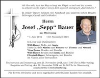 Traueranzeige Josef Bauer