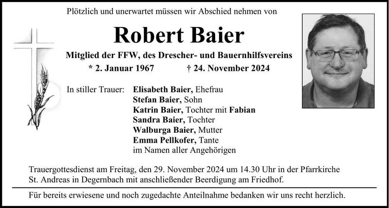 Traueranzeige Robert Baier