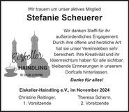 Traueranzeige Stefanie Scheuerer