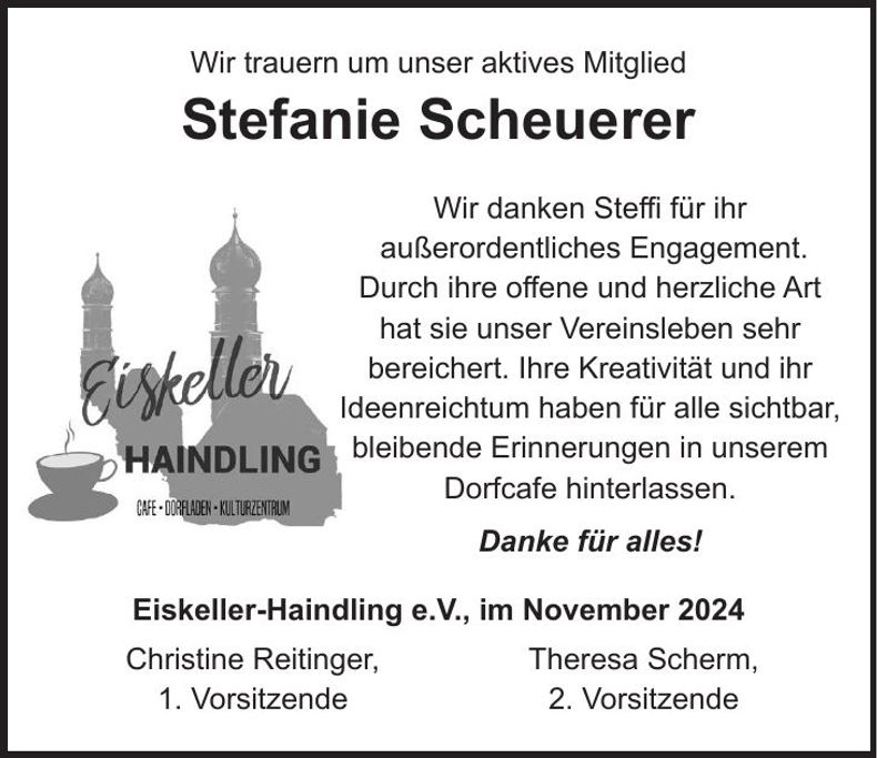 Traueranzeige Stefanie Scheuerer