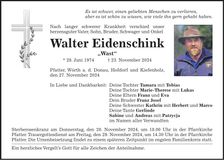 Traueranzeige Walter Eidenschink