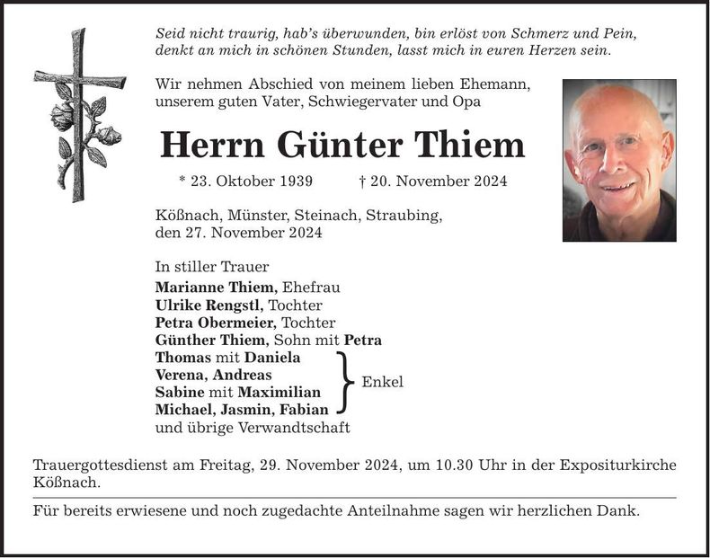 Traueranzeige Günter Thiem