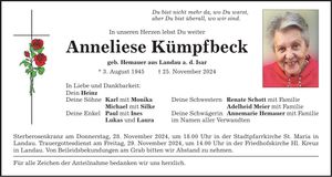 Traueranzeige Anneliese Kümpfbeck