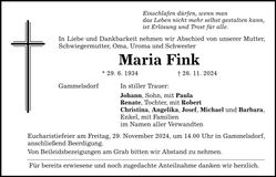 Traueranzeige Maria Fink