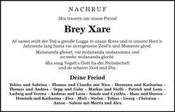 Traueranzeige Xaver Brey