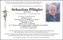 Traueranzeige Sebastian Pflügler