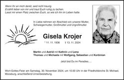 Traueranzeige Gisela Krojer