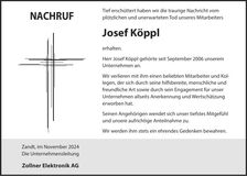 Traueranzeige Josef Köppl