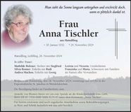 Traueranzeige Anna Tischler