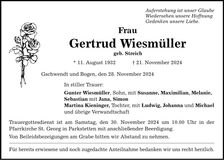 Traueranzeige Gertrud Wiesmüller