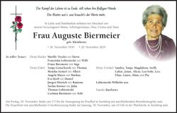 Traueranzeige Auguste Biermeier