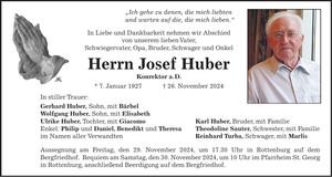 Traueranzeige Josef Huber