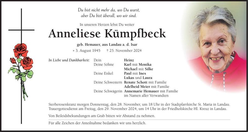 Traueranzeige Anneliese Kümpfbeck