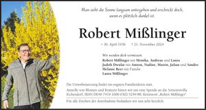 Traueranzeige Robert Mißlinger