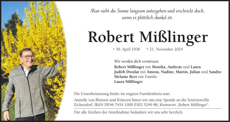 Traueranzeige Robert Mißlinger