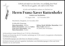 Traueranzeige Franz-Xaver Kuttenhofer