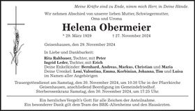 Traueranzeige Helena Obermeier