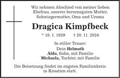 Traueranzeige Dragica Kimpfbeck