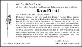 Traueranzeige Rosa Fichtl
