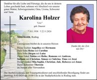 Traueranzeige Karolina Holzer