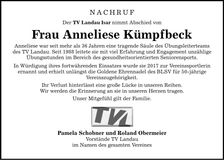 Traueranzeige Anneliese Kümpfbeck