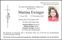 Traueranzeige Martina Ewinger