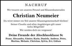 Traueranzeige Christian Neumeier