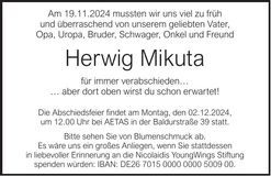 Traueranzeige Abendzeitung Mikuta