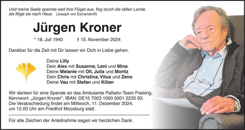Traueranzeige Jürgen Kroner