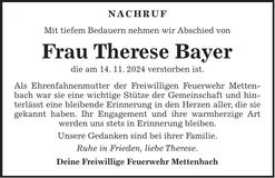 Traueranzeige Therese Bayer