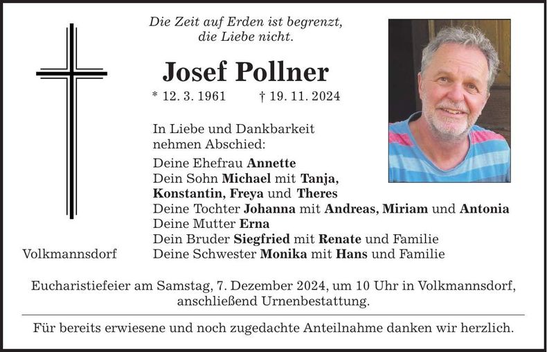 Traueranzeige Josef Pollner