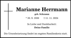 Traueranzeige Marianne Herrmann
