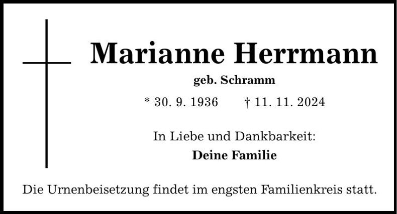 Traueranzeige Marianne Herrmann