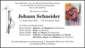 Traueranzeige Johann Schneider