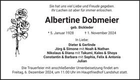 Traueranzeige Albertine Dobmeier