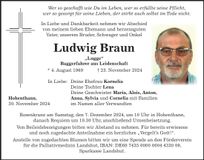 Traueranzeige Ludwig Braun