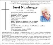 Traueranzeige Josef Numberger