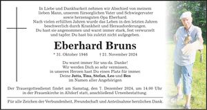 Traueranzeige Eberhard Bruns