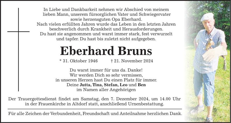 Traueranzeige Eberhard Bruns