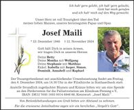 Traueranzeige Josef Maili