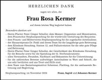 Traueranzeige Rosa Kermer