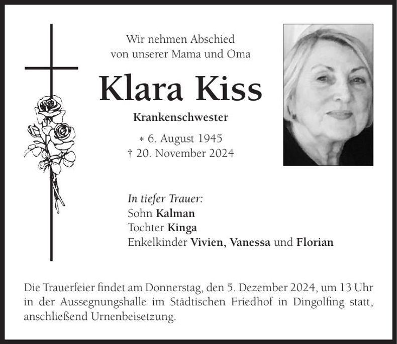 Traueranzeige Klara Kiss