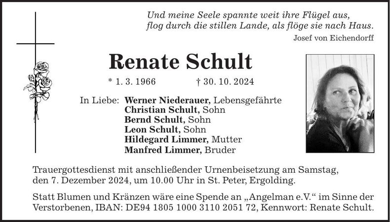 Traueranzeige Renate Schult
