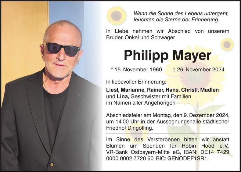 Traueranzeige Philipp Mayer