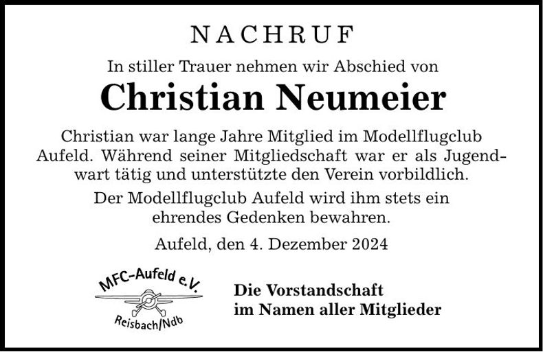 Traueranzeige Christian Neumeier