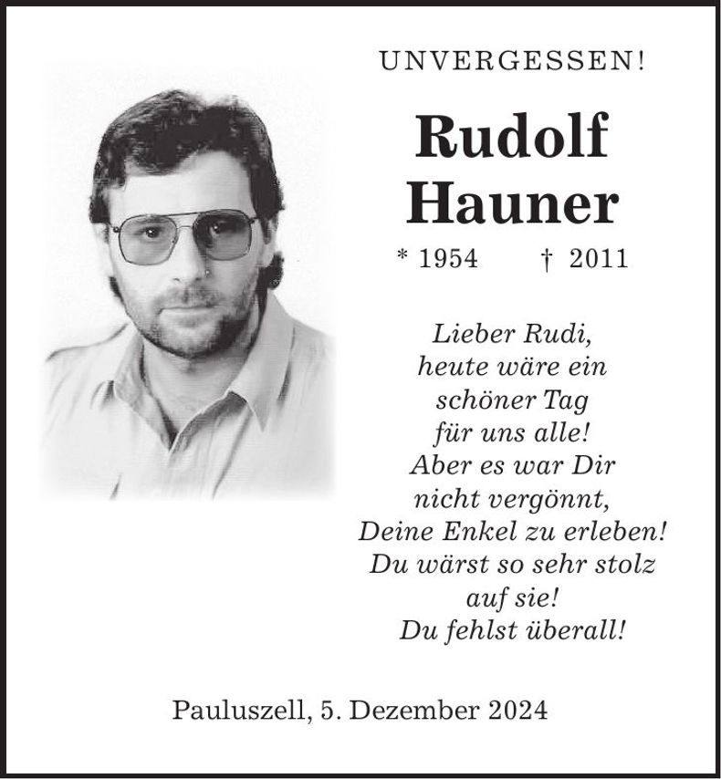 Traueranzeige Rudi Hauner