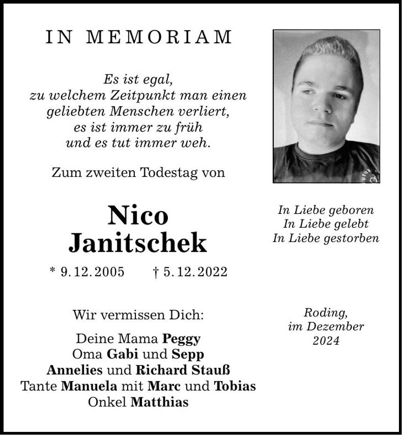Traueranzeige Nico Janetschek